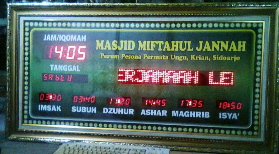 jual jam digital masjid waktu sholat - harga jam sholat digital - Running Teks